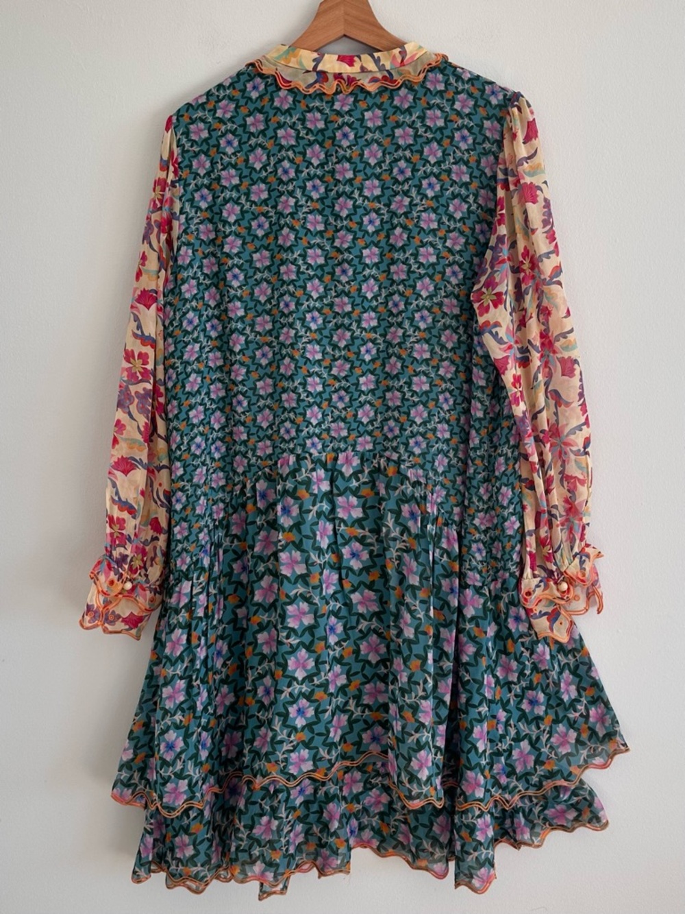SALONI Tilly dress silk mixed print floral button front dress size 12 - Picture 5 of 8